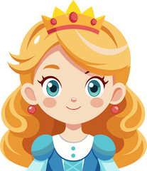 little Princess queen face vector illustration