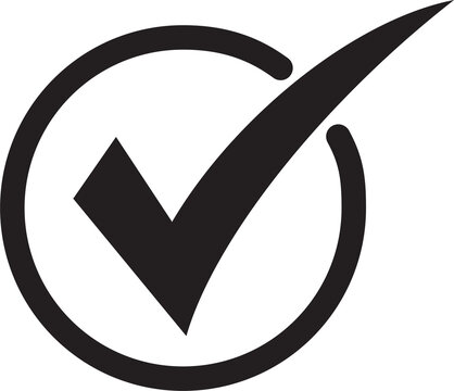 Black check marks, isolated tick symbols, checklist signs, and an approval badge. Flat and modern checkmark design, vector illustration.