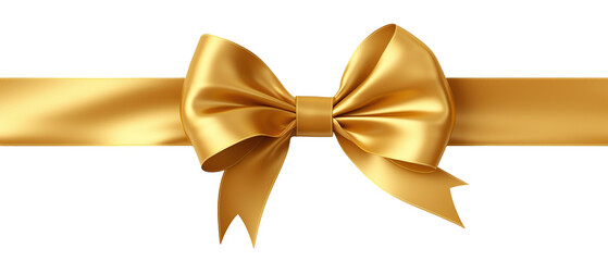 A yellow bow isolated on a transparent background