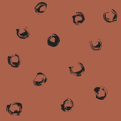 Abstract Black Circles on Warm Coral Background