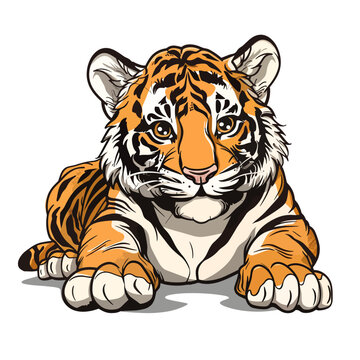 Tiger on a white background, vector illustration, eps 10