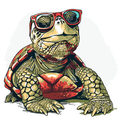 Turtle in sunglasses. Vector illustration of a turtle with glasses.