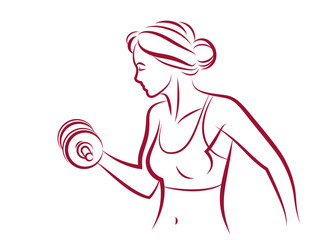Gym and fitness vector illustration of a young attractive woman doing workout exercises, perfect muscular athletic body young adult girl sport training. - 784704387