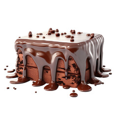 Chocolate cake isolated on a transparent background
