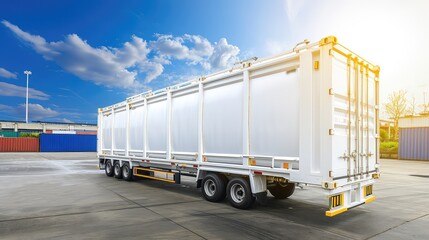 Semi-trailer for transporting toxic chemical materials. Strength in motion: A tank designed for secure petrochemical transportation.
