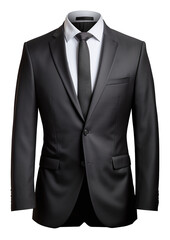 Elegant black men's suit isolated on a transparent background