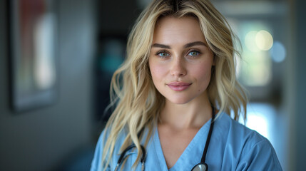 A very beautiful 35 year old blond woman doctor