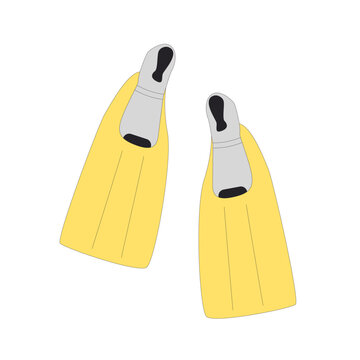 recommend clip art: Flipper isolated on white background. Pair of diving fins. Line art vector illustration.