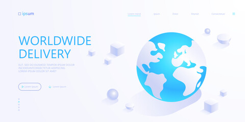 Globe of Earth planet icon. Global internet, navigation and worldwide delivery, travel, international business concept. Isometric vector illustration for visualization of business presentation - 784708100