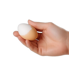 Fototapeta na wymiar A hand breaks a chicken egg Isolate on a transparent background