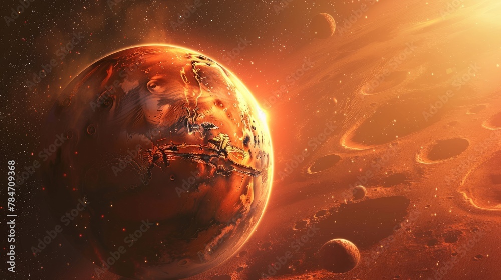 Wall mural planet mars generative ai