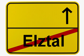 Illustration eines Ortsausgangsschildes von Elztal in Baden-Württemberg	 - obrazy, fototapety, plakaty