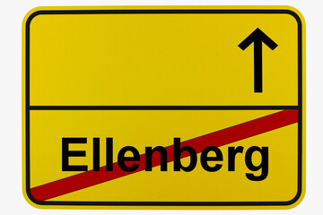 Illustration eines Ortsausgangsschildes von Ellenberg in Baden-Württemberg	 - obrazy, fototapety, plakaty