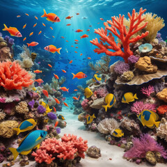 tropical coral reef with fish