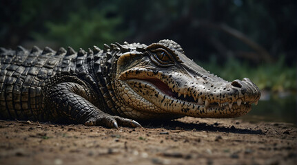 Obraz premium American alligator along the river