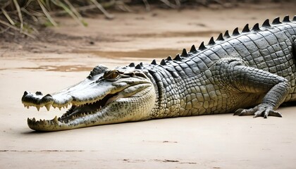 A Crocodile With Its Tail Swishing Gracefully Behi