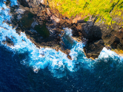 Aerial view of the island of Petite-Ile at Reunion Island