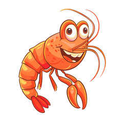 Cute cartoon lobster character isolated on white background. Vector illustration.