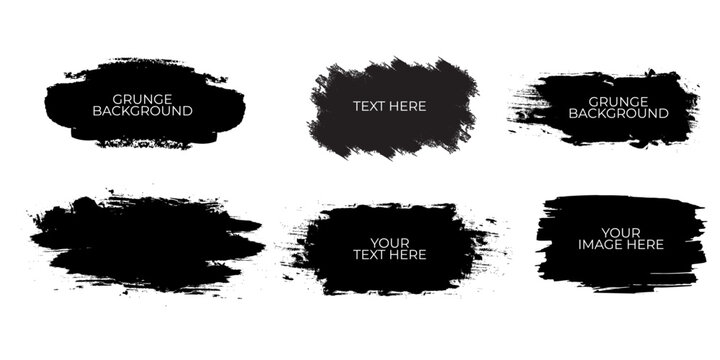 brush strokes, Black set paint, brushes, lines, frames, ink brush, box, grungy. Grungy brushes. Brush stroke paint boxes vector.