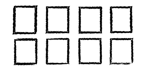 Vector Grunge Frame Set. Black ink brush frame collection bundle elements. Grunge border decoration vector illustration.