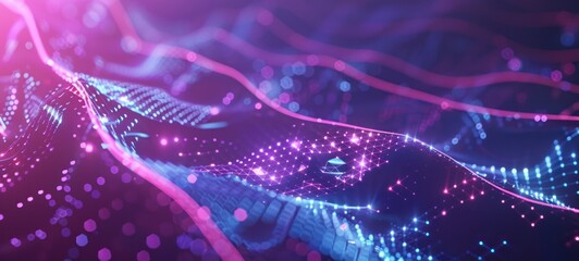 Fototapeta premium neon waveform, Abstract visualization of big data, business graph analysis. 3D Sound Waves. blue sound waves,