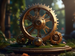Obraz premium Intricate Mechanical Gears Illustration – High-Quality Industrial Design