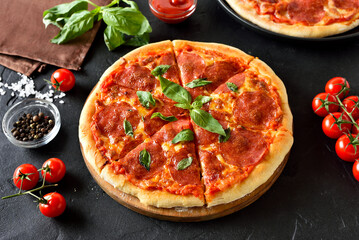 Homemade pizza pepperoni