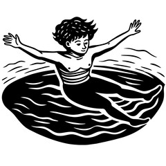 Floating in launch water vector