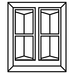 Windows with white frames set line vector illustration