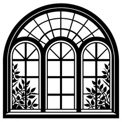 Windows with white frames set vector illustration