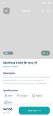 Yacht Renting and Luxury Yachts for Rent , Boat Reservation , Sailboat Booking App UI Kit Template
