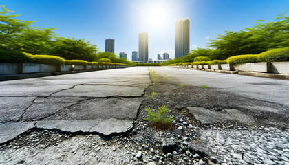 a city street with a crack in the road