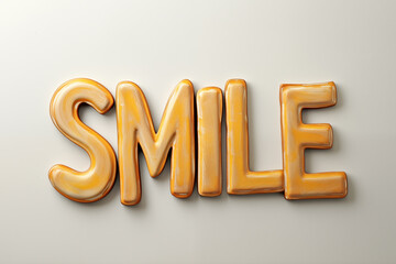 Word Smile made from yellow plastic on white background - 784720122