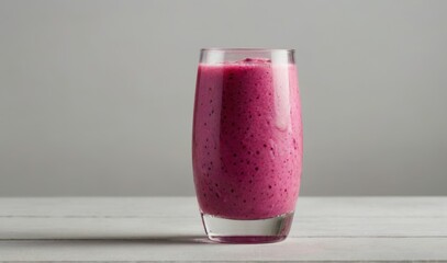 Glass of dragon fruit smoothie on a white background