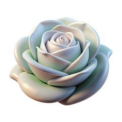 3d White rose isolated on transparent background