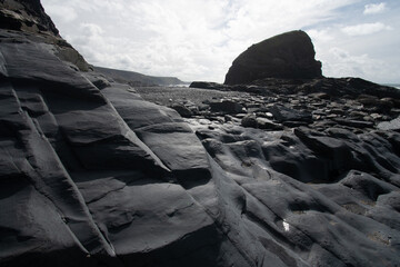 Slate at Strangles Beach the North Cornish Coast 