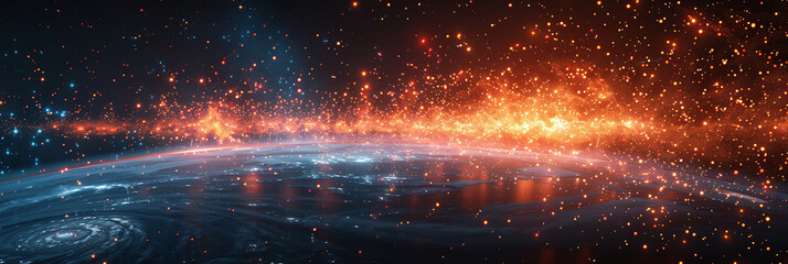 Fototapeta premium Exquisite Illustration of a Globally Interconnected Telecom Network Depicted on an Earth Map