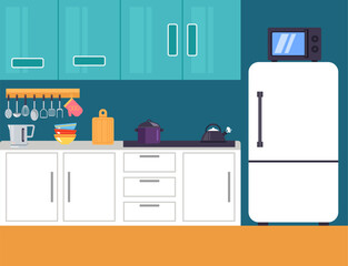 Kitchen modern interior concept. Vector flat graphic design illustration
