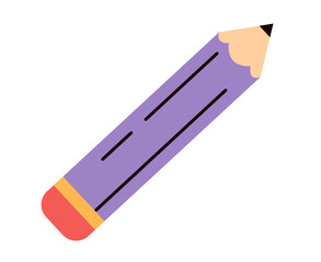 Pencil pen cartoon isolated on white background. Vector flat graphic design cartoon illustration
