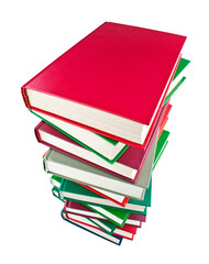 Stack of books isolated on transparent background. Png format
