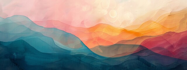 Serene Abstract Landscape Painting in Pastel Tones
 - obrazy, fototapety, plakaty