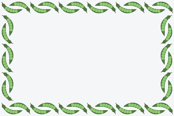 Green peas pods seamless border. Vegetable pea frame summer background