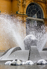 The Singing Fountain in Marianske Lazne (Marienbad) on the main spa promenade. The fountain is one...