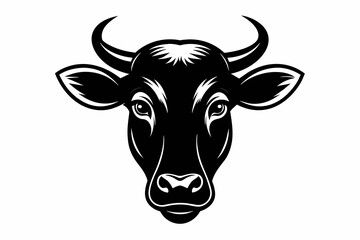 Cow head logo black silhouette vector illustration