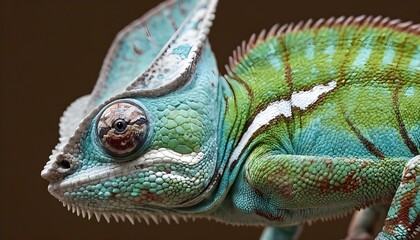 A Chameleon With Its Eyes Scanning For Movement