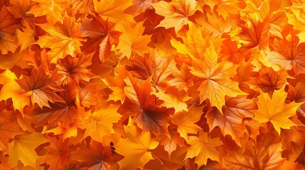 Naklejka na ściany i meble Background of orange autumn leaves