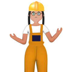 A Female engineer in overalls. Vector