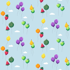 Colorful fruit balloons, seamless vector pattern