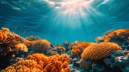 Naklejka na ściany i meble Underwater View of a Coral Reef