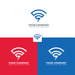 Technology logo design template with WIFI shape depicting network and speed.